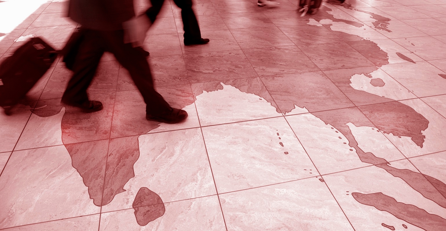 Travelers walking on map of India