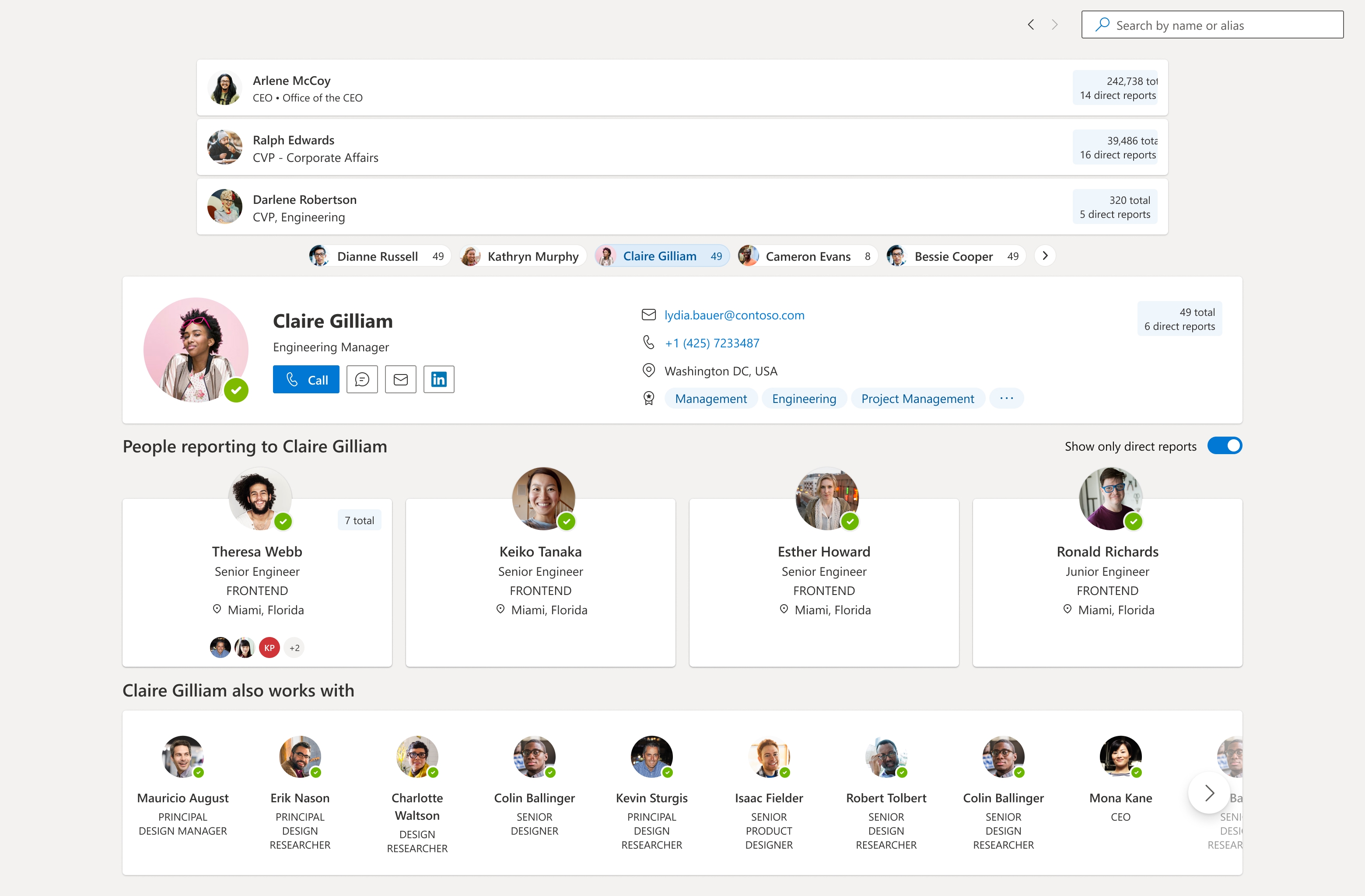 microsoft outlook's organization explorer