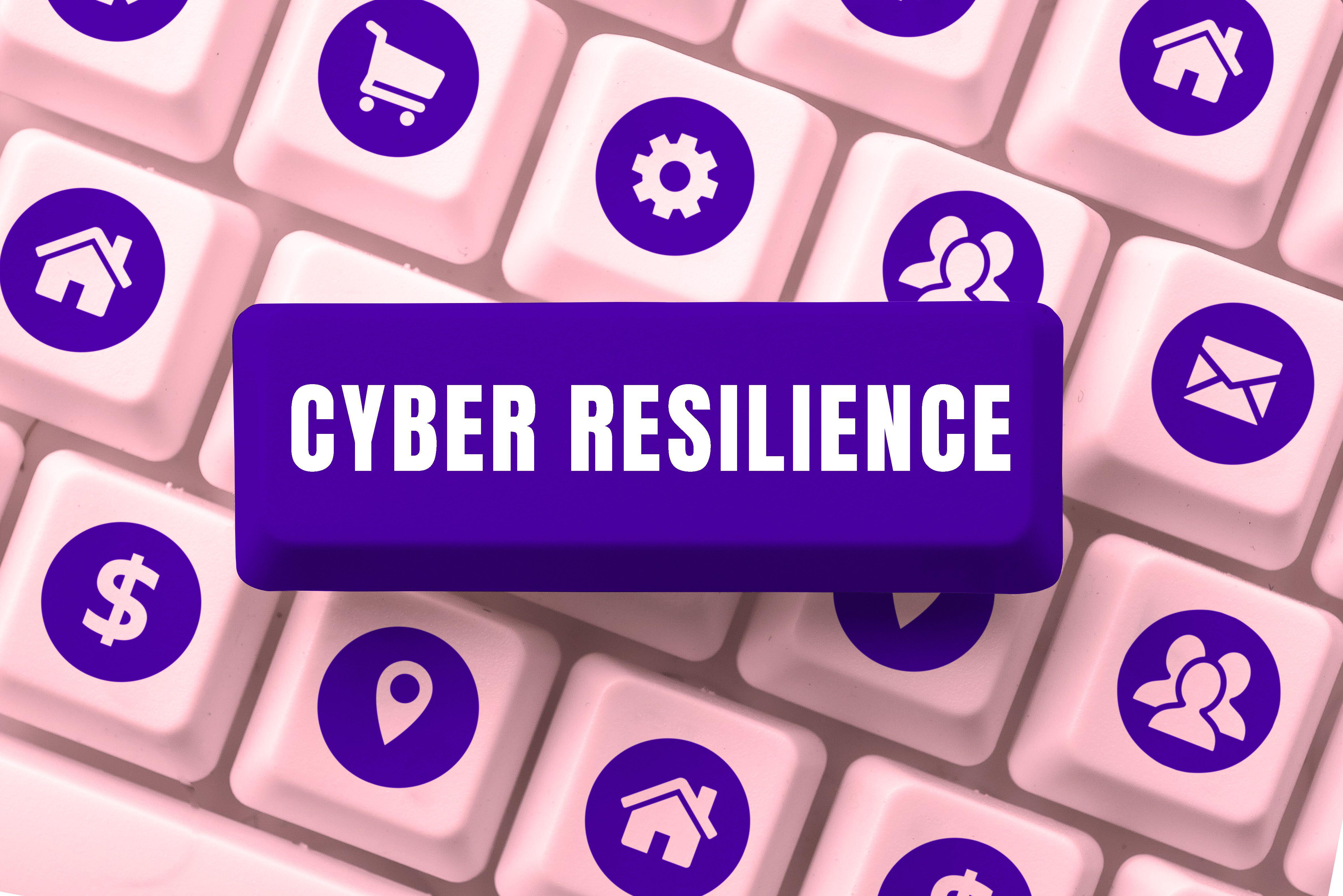 Cyber resilience text above a keyboard