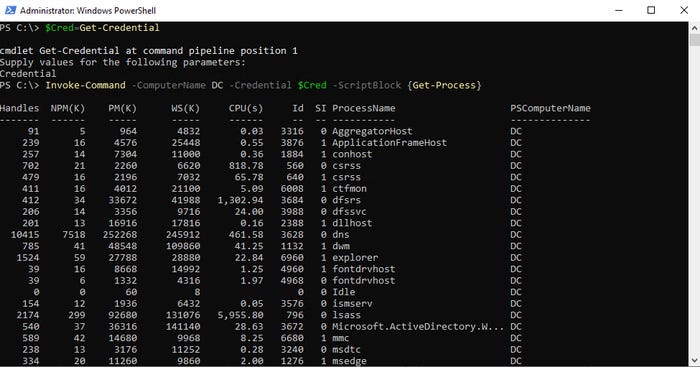 An example of using Invoke-Command in PowerShell An example of using Invoke-Command in PowerShell