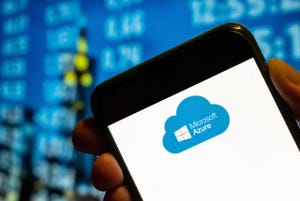 Microsoft's Azure logo is displayed on a smartphone screen.