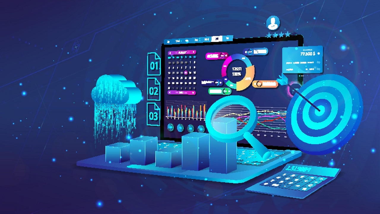 business software on a laptop screen with a 3D cloud  business software on a laptop screen with a 3D cloud