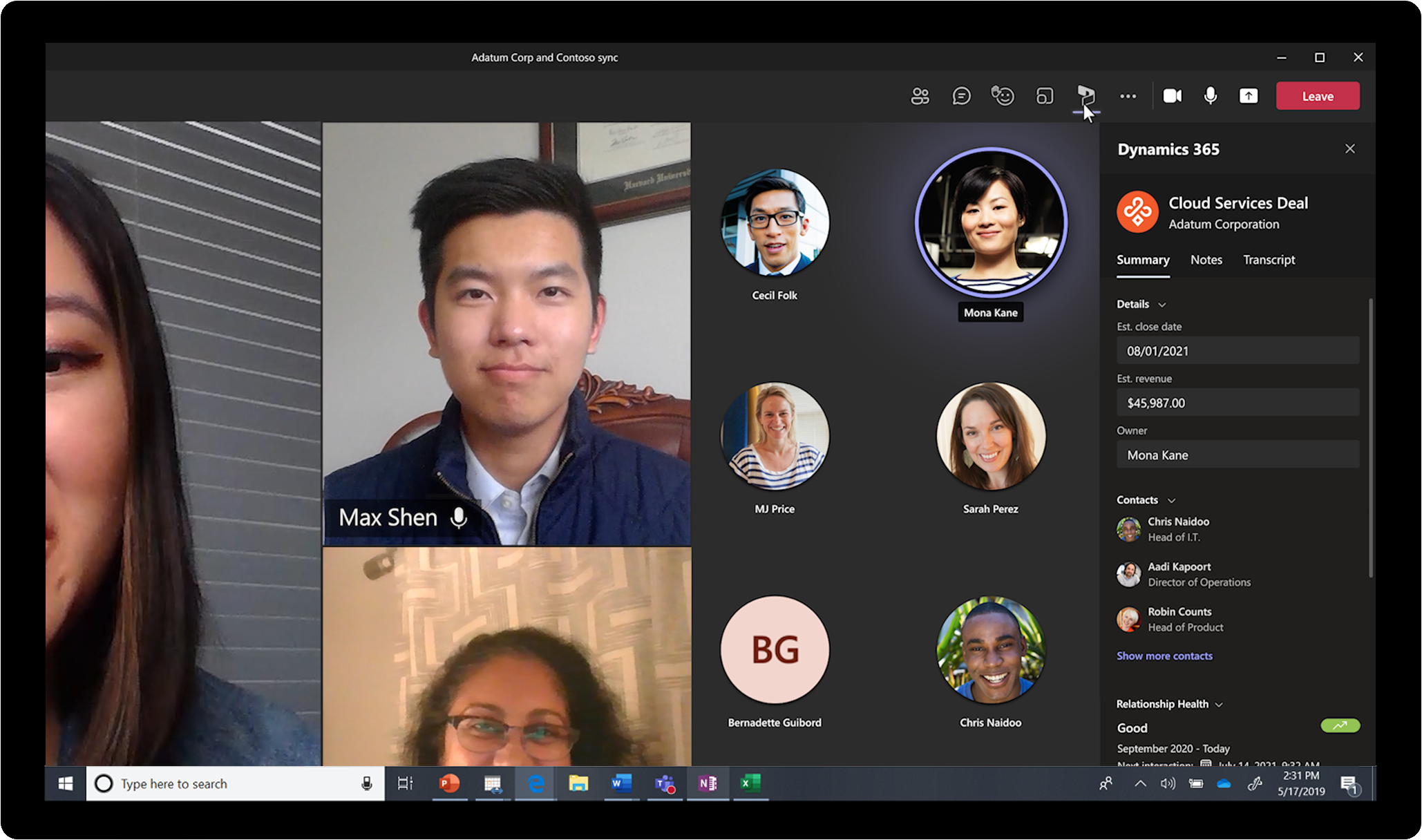 Microsoft Dynamics 365 In Teams Meeting