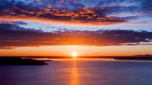 Seattle Washington sunset over ocean Seattle Washington sunset over ocean