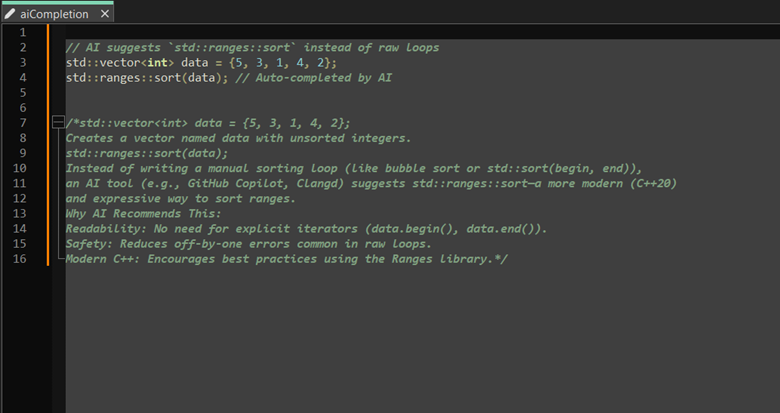 How AI performs code completion