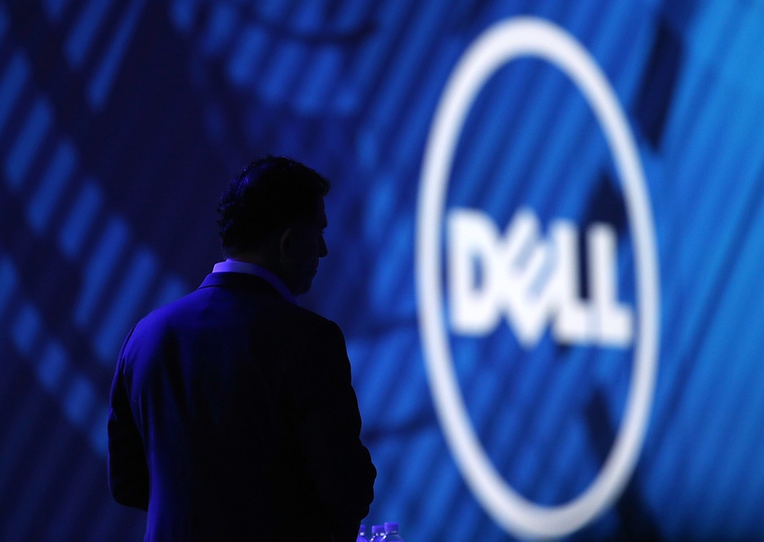 dell logo with man's silhouette