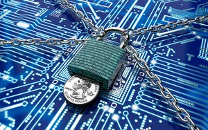 coin inserted into a digital padlock coin inserted into a digital padlock