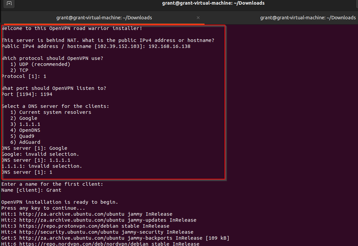 shows setup steps in the script shows setup steps in the script