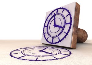 stamp with a clock image
