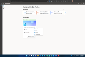 Windows 365 User Settings Menu