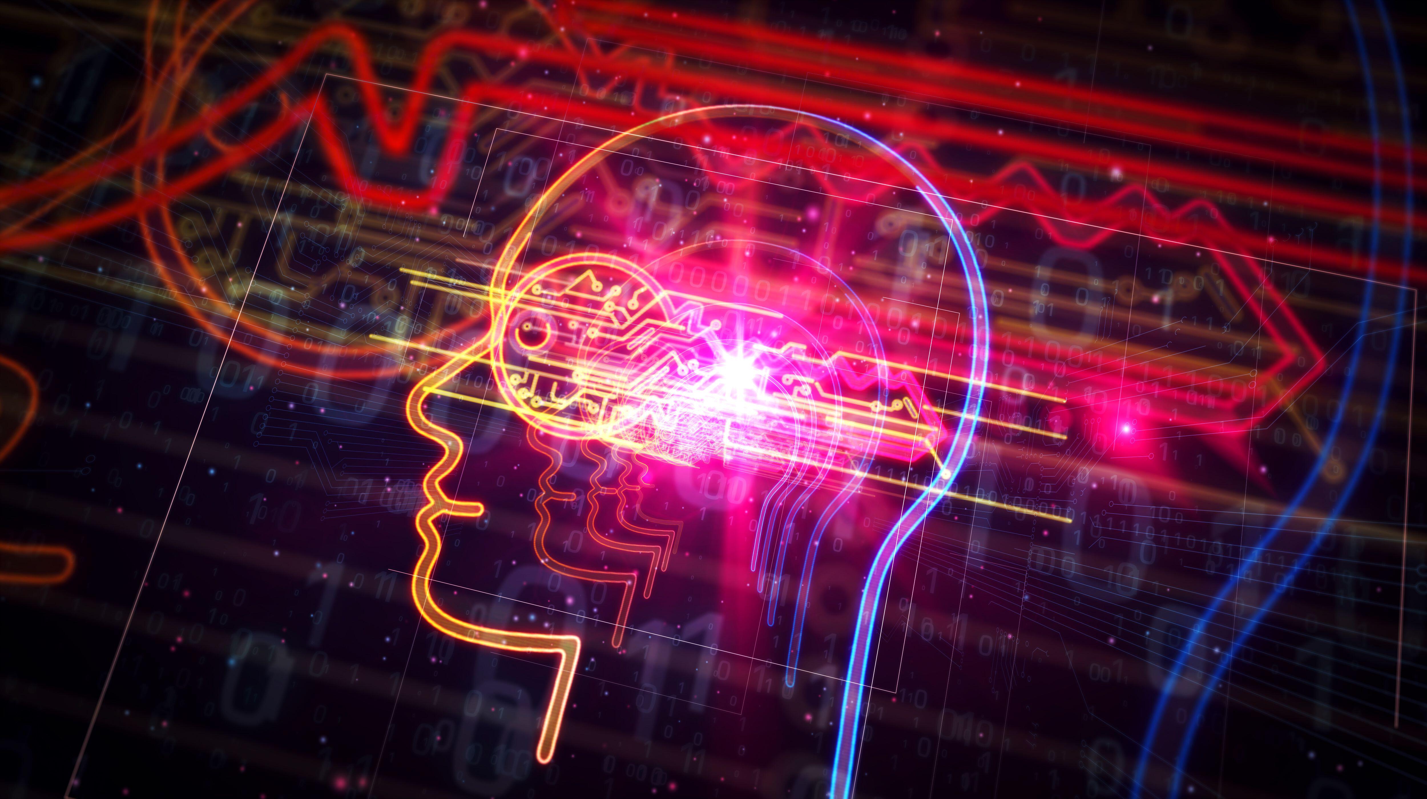 Futuristic cyber privacy key in head futuristic 3D rendering