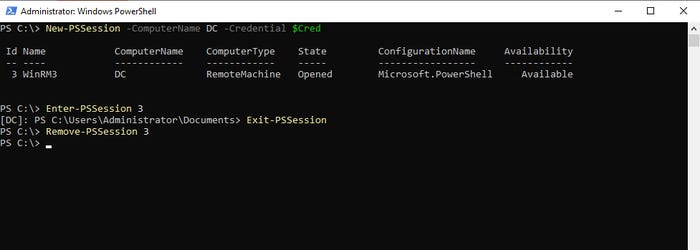 The process of terminating a session in PowerShell The process of terminating a session in PowerShell