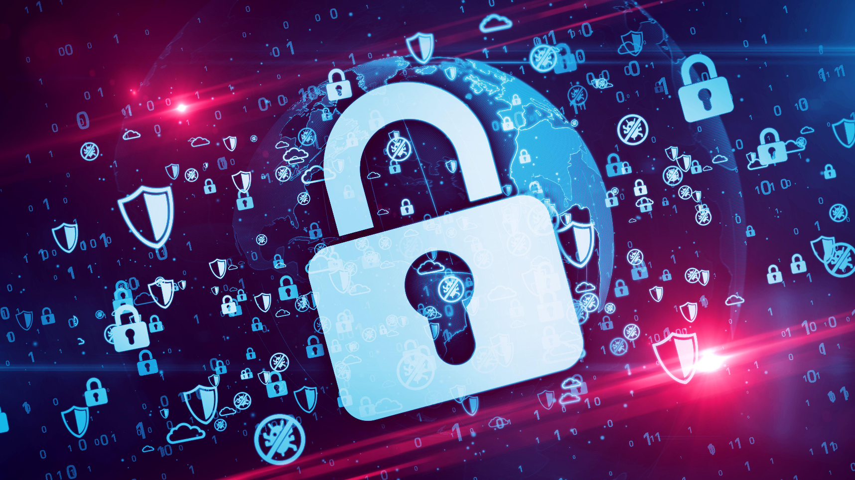 art featuring padlock and shield icons