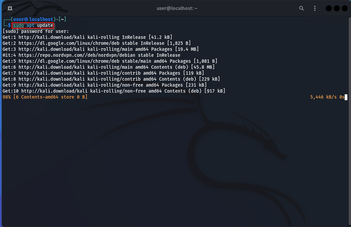 Showing the sudo apt update command being run to update the system before installation of Cockpit Showing the sudo apt update command being run to update the system before installation of Cockpit