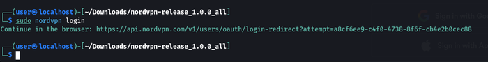 shows nordvpn login command shows nordvpn login command