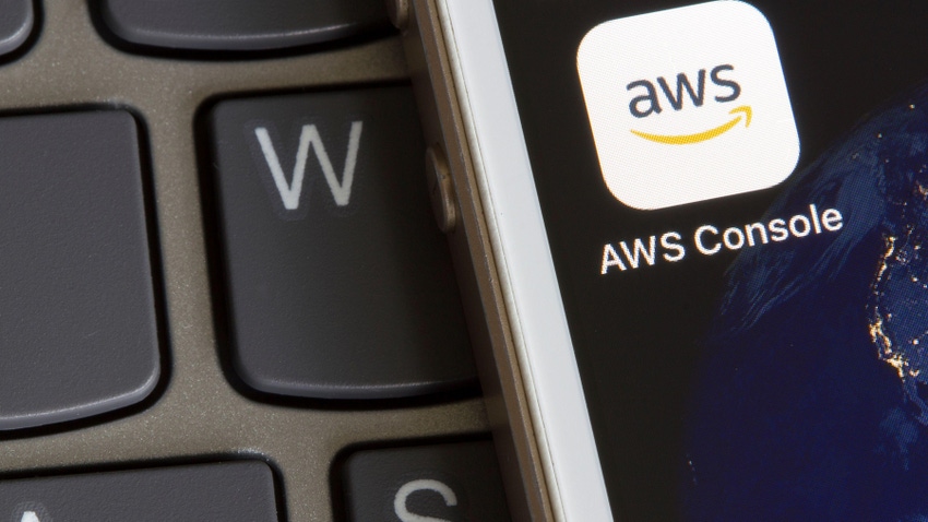 AWS management console mobile app icon on a smartphone