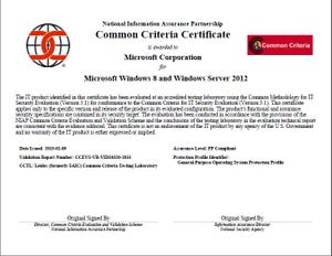 Common Criteria Certification for Windows 8 and Windows Server 2012 Common Criteria Certification for Windows 8 and Windows Server 2012