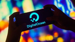 DigitalOcean logo on a smartphone screen
