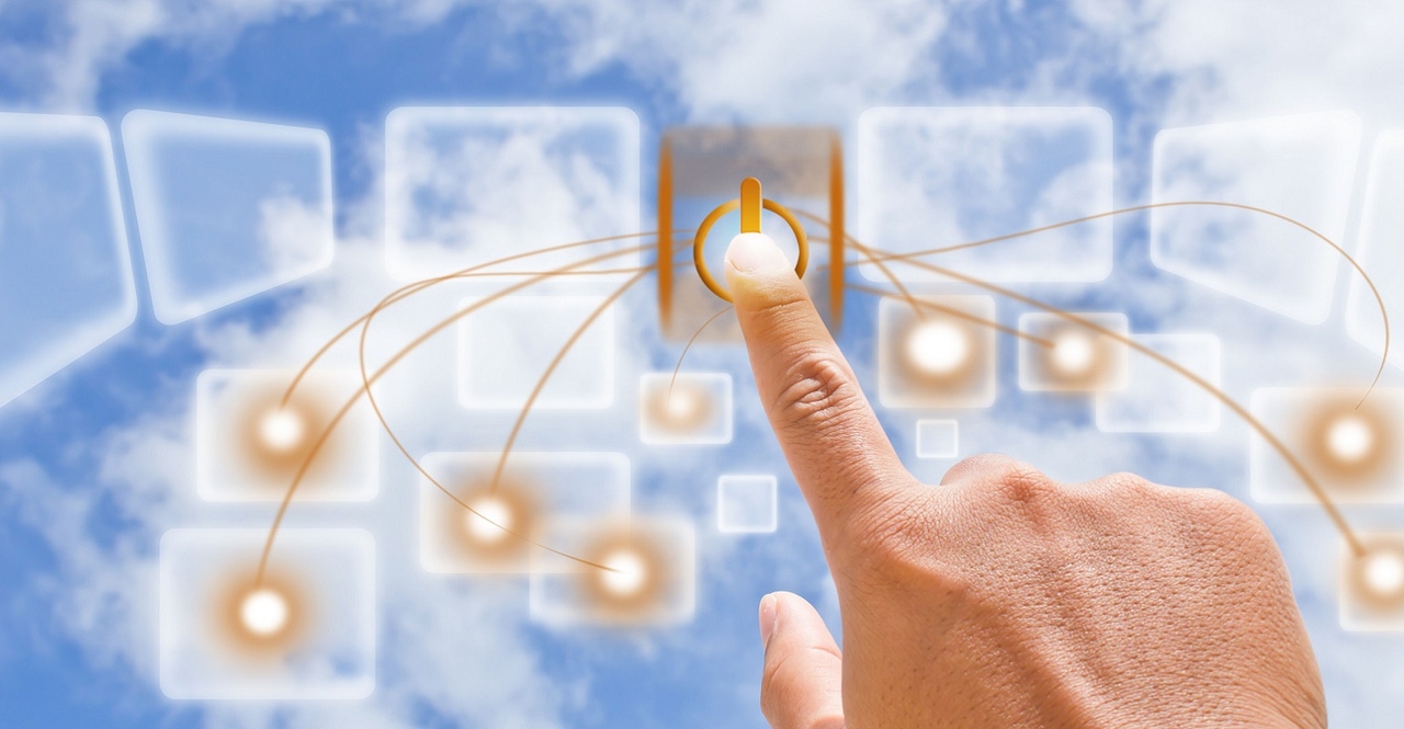 finger pressing button in the clouds finger pressing button in the clouds