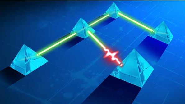 crystal pyramids connected by green lines crystal pyramids connected by green lines