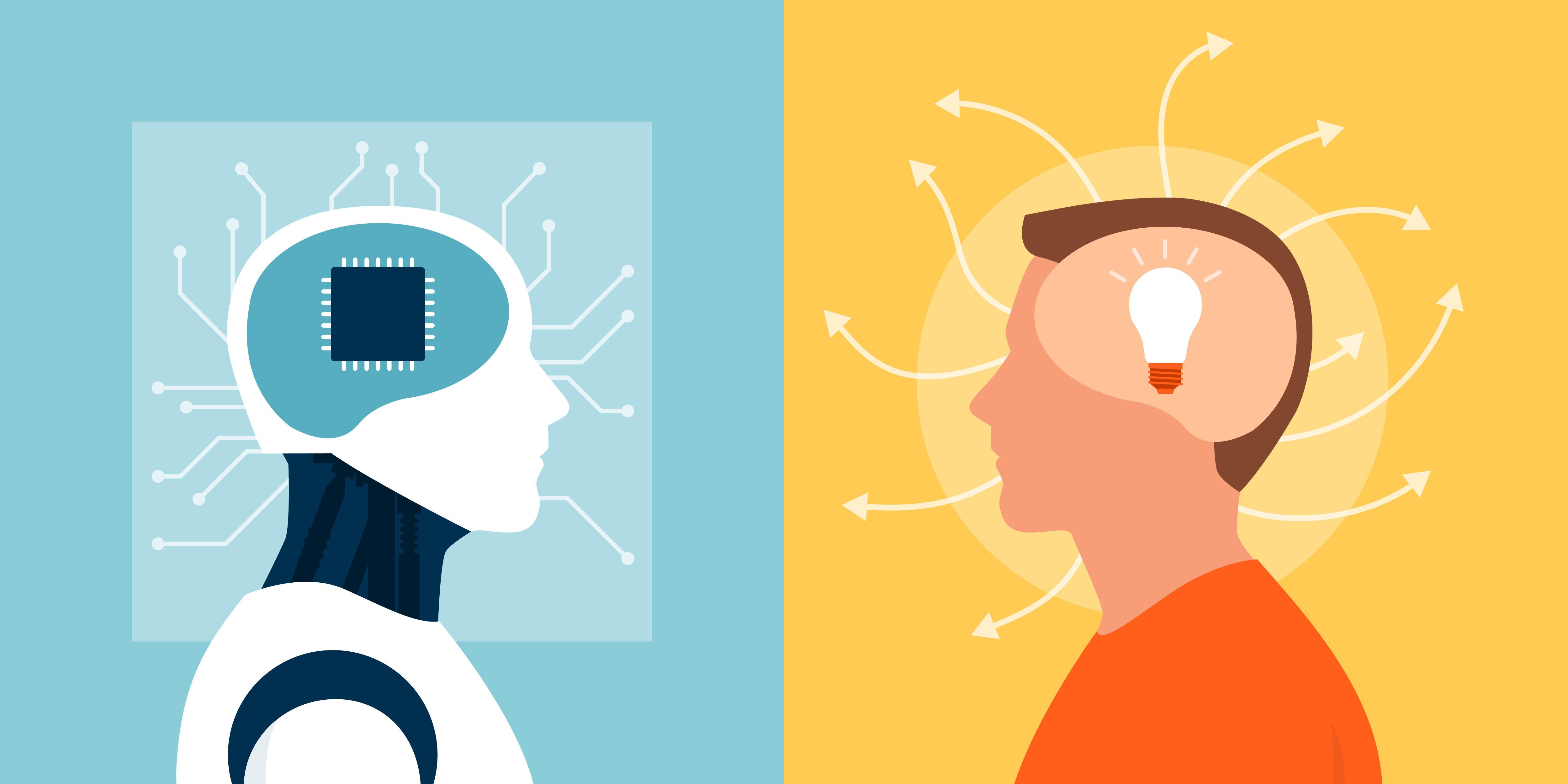 contrasting profiles of a robot and a human