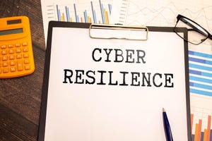 cyber resilience, text on white notepad paper