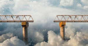 Clouds surrounding gap in bridge