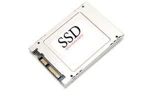 Back of SSD Drive on white background