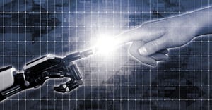 robot's finger touching human's finger robot's finger touching human's finger