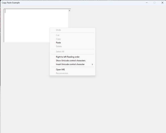 screenshot showing the default shortcut menu in PowerShell