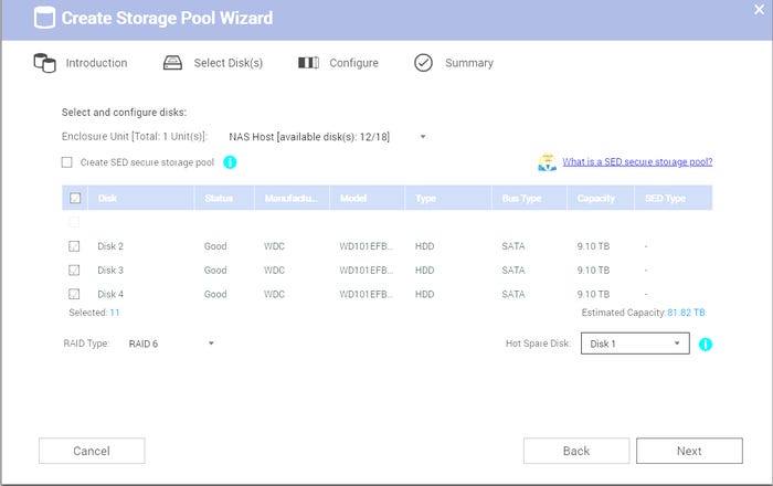 Screenshot of Create Storage Pool Wizard window Screenshot of Create Storage Pool Wizard window