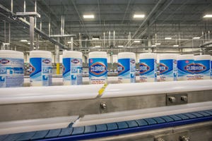 Clorox products in a manufacturing facility
