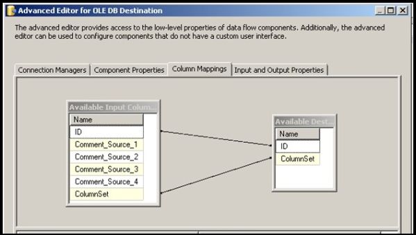 SQL Server Advanced Editor for OLE DB Destination SQL Server Advanced Editor for OLE DB Destination