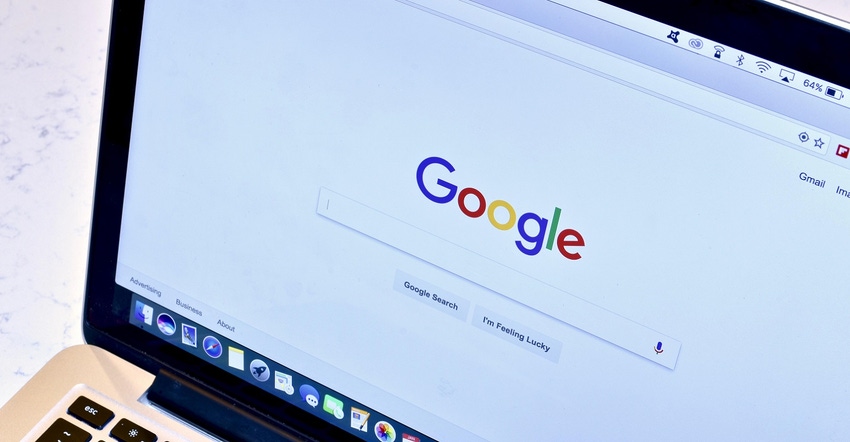 Google search on laptop screen