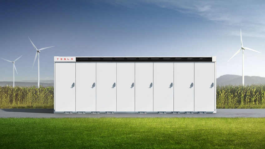Rendering of Tesla Megapack battery cabinets