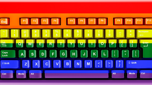 pride flag painted onto a keyboard