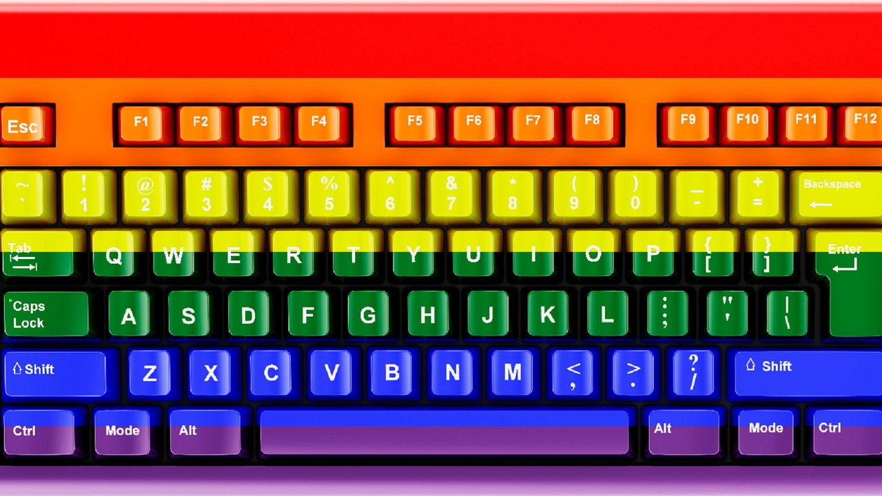 pride flag painted onto a keyboard pride flag painted onto a keyboard