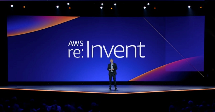 AWS CEO Adam Selipsky on stage at re:Invent 2021