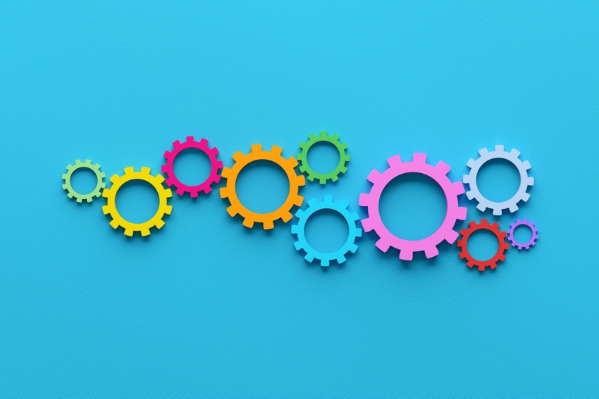 Cogwheels or gears on blue background Cogwheels or gears on blue background