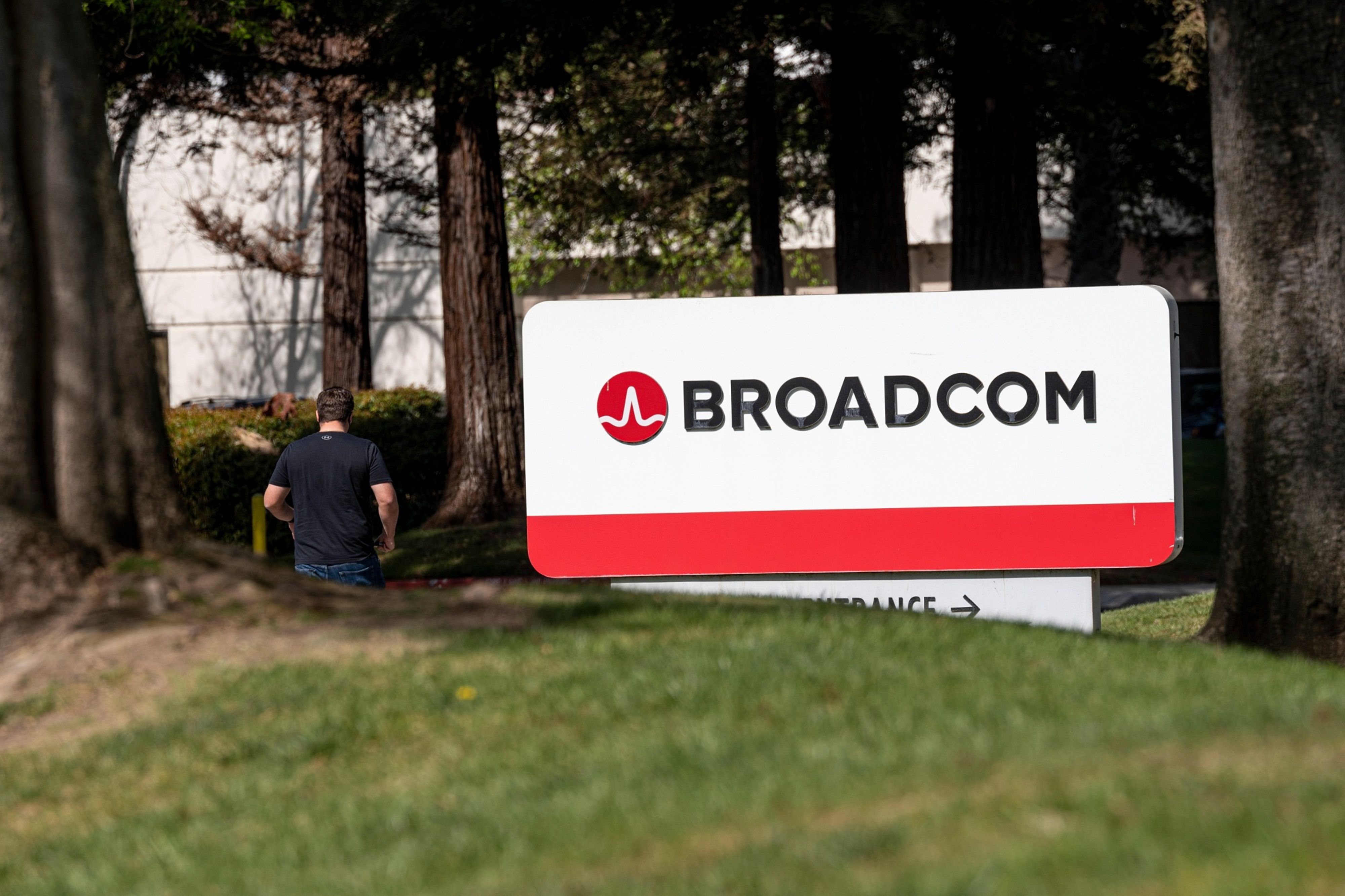 Broadcom logo on sign outside building
