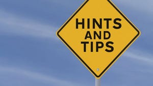 Road sign reading HINTS AND TIPS