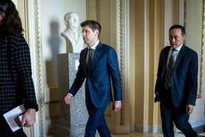 photograph of Sam Altman walking through the US Capitol in Washington on Jan. 11