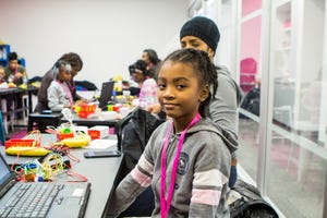 Young girls participating in Black Girls Code project