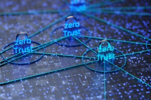 Zero trust security concept shown in an abstract network