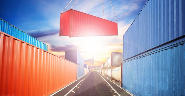 container being moved with other containers