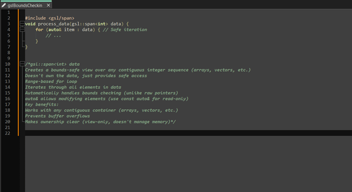 Bounds checking with gsl::span Bounds checking with gsl::span