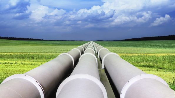 Three pipelines running above ground