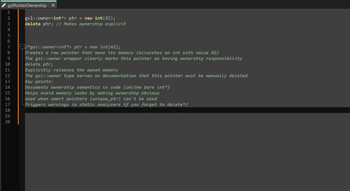 Pointer ownership with gsl::owner Pointer ownership with gsl::owner