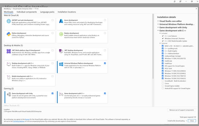 screenshot of Modifying Visual Studio window screenshot of Modifying Visual Studio window
