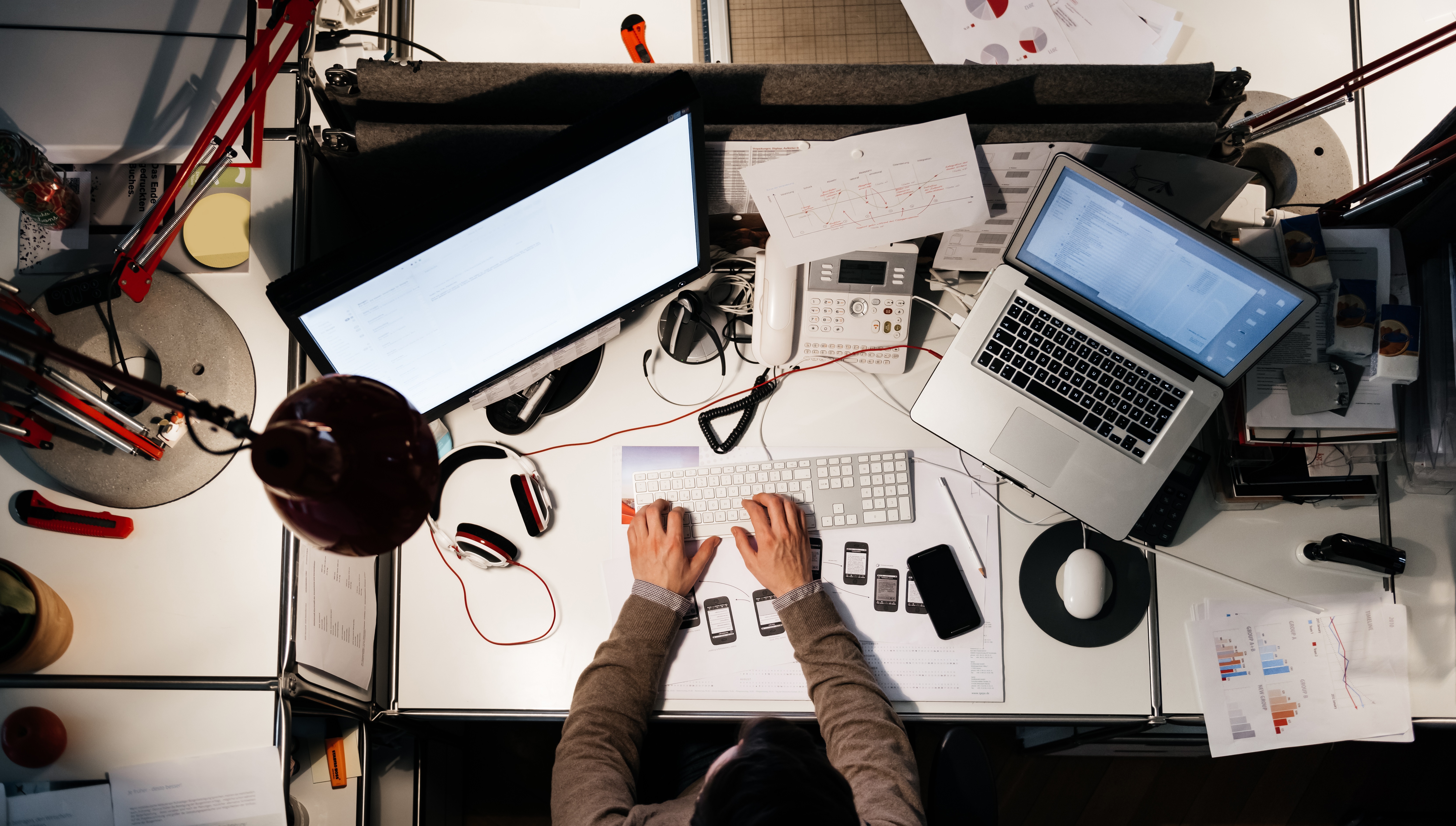 Entrepreneur working late on his computer
